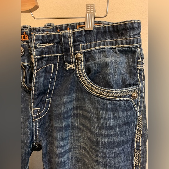 Rock Revival Men’s Bruno Boot Cut 32 Denim Blue Jeans Dark Wash (32x30) - Picture 7 of 15